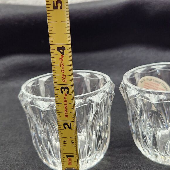 Crystal Votive Candle Holders Heavy Sparkles Prism 2.5” Tall Set of 2 - Picture 2 of 5